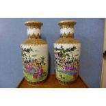 A pair of large Chinese famille rose porcelain vases