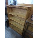 A pine open bookcase