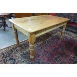 A Victorian pine farmhouse kitchen table