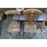 Two Victorian elm and beech kitchen chairs