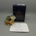 A Royal Crown Derby paperweight - Riverbank Beaver, limited edition of 5000, red Royal Crown Derby