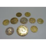 A collection of game tokens, (10)