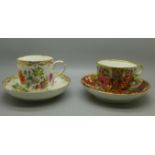 A Flight & Barr Worcester/ mari cup and saucer and a Dresden cup and saucer