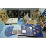 A collection of coin sets including 1983 proof set, (x2), United Kingdom uncirculated coin