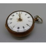 An 18th Century verge pocket watch, a/f, lacking outer case, Samuel Hatton, London