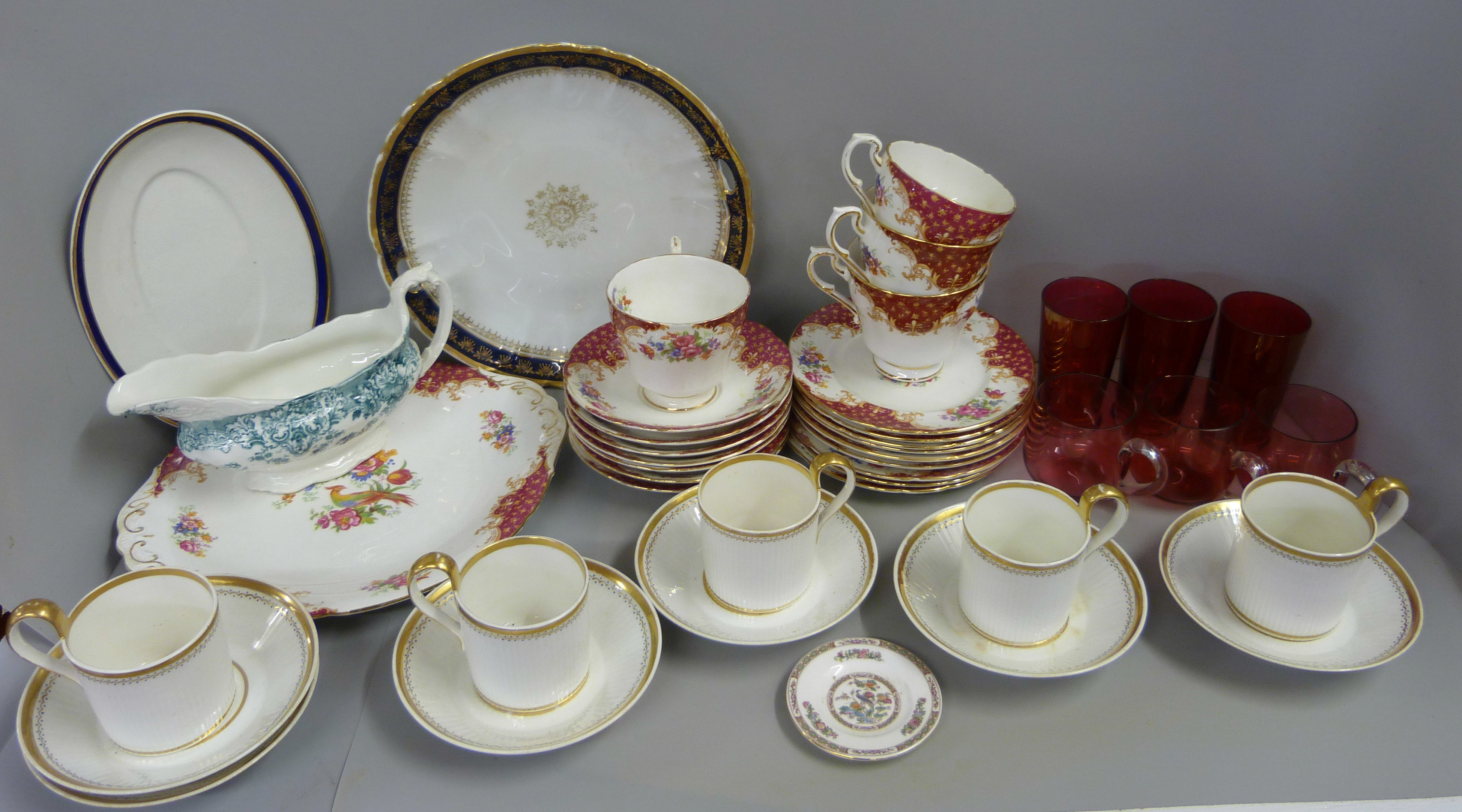 A circa 1784-1820 Royal Crown Derby part coffee set comprising five cups and six saucers, a