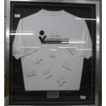 A signed Nottingham Tennis Masters Tournament 2010 T-shirt, signatures including Richard Krajicek,