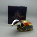 A Royal Crown Derby paperweight - Moonlight Badger, produced exclusively for the Royal Crown Derby