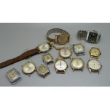 Thirteen vintage wristwatches