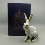 A Royal Crown Derby paperweight - Starlight Hare, an exclusive for The Royal Crown Derby
