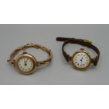 Two 9ct gold wristwatches, one with 9ct gold strap