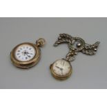 A 9ct gold fob watch and a pendant/brooch watch