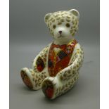 A Royal Crown Derby Teddy Bear paperweight for Goviers of Sidmouth, signed on the base by designer