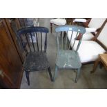 Two painted Victorian kitchen chairs