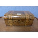 A Victorian inlaid burr walnut lady's sewing box