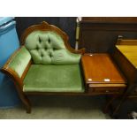 A carved mahogany telephone seat