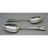 A pair of George III silver serving spoons, London 1807, Peter and William Bateman, 123g