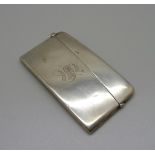 A Victorian silver card case with initial, Chester 1896, 45g