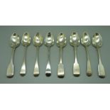 Four Georgian silver spoons by Bateman family and four Victorian silver spoons, 123g