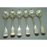 A set of six Victorian silver serving spoons by Benjamin Stephens, 374g