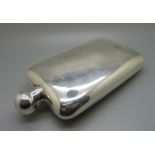 A large silver flask, London 1898, 390g, 12cm x 19cm