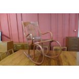 An Austrian Art Nouveau beech bentwood 814 model rocking chair, designed by Gustav Siegel for