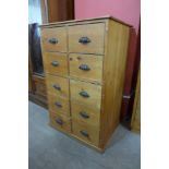 A Victorian pine chest of ten drawers