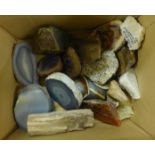 A box of rock and mineral samples