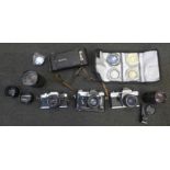 Olympus and Praktica 35mm film cameras and other cameras and lenses