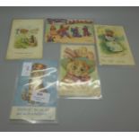 Five Louis Wain postcards