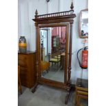 A Hepplewhite style mahogany cheval mirror