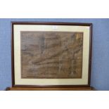 After John Speed Map (1552-1629), The Countie of Nottingham, framed