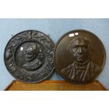 Two cast iron plaques, Charles Martelli and William Ewort Gladstone