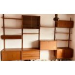 A Danish Royal System teak floating wall room divider, designed by Poul Cadovius