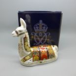 A Royal Crown Derby paperweight, Llama, an exclusive for the Royal Crown Derby Collectors Guild, red