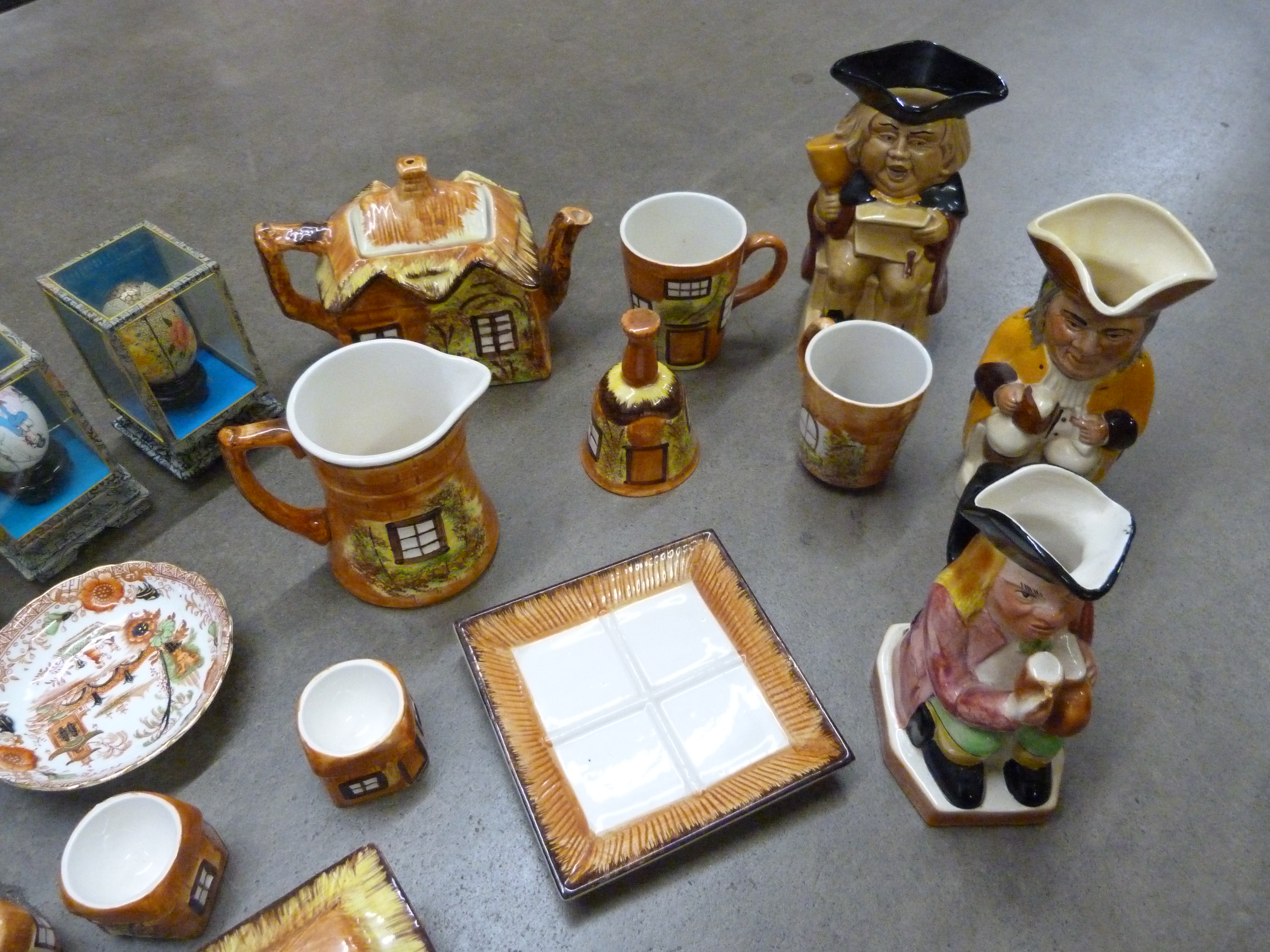 Six Toby jugs, cottageware, Chinese decorative egg shells and oriental saucers**PLEASE NOTE THIS LOT - Image 3 of 4