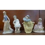 One Lladro and three Nao figures