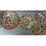 Four Royal Crown Derby Old Imari plates, two second quality