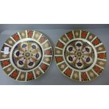 Two Royal Crown Derby 1128 pattern dinner plates