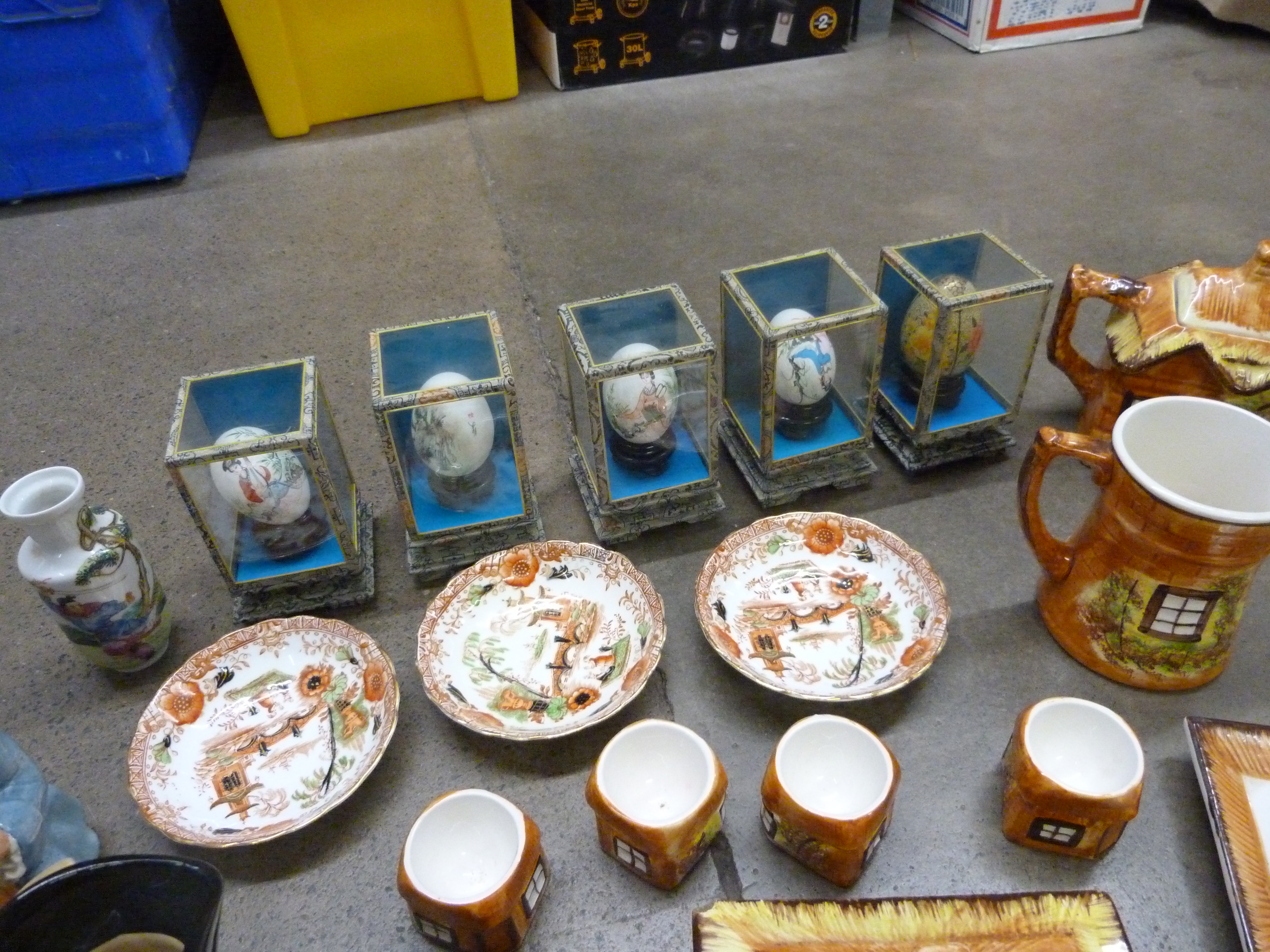 Six Toby jugs, cottageware, Chinese decorative egg shells and oriental saucers**PLEASE NOTE THIS LOT - Image 2 of 4