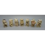 Seven carved figurines