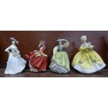 Four Royal Doulton figures, The Last Waltz, Buttercup, Margaret and Top O' The Hill