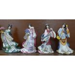 Four Danbury Mint Princess figures, Rose, Iris, Plum and Chrysanthemum