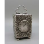 A Victorian silver carriage clock, London 1894, 71mm