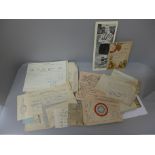 Two folders of mixed 19th/20th Century ephemera