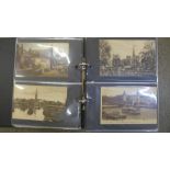 An album of Edwardian and later postcards, approximately 100