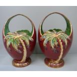 A pair of Beswick 1070 palm tree vases, 26cm