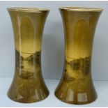 A pair of Ridgway Royal Vistas Ware vases with Clifton Suspension Bridge and Maritime scenes, 25cm