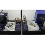 Four Royal Crown Derby kitten paperweights, RCD Collectors Guild Exclusives Catnip Kitten and