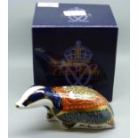 A Royal Crown Derby paperweight, Moonlight Badger, produced exclusively for the Royal Crown Derby
